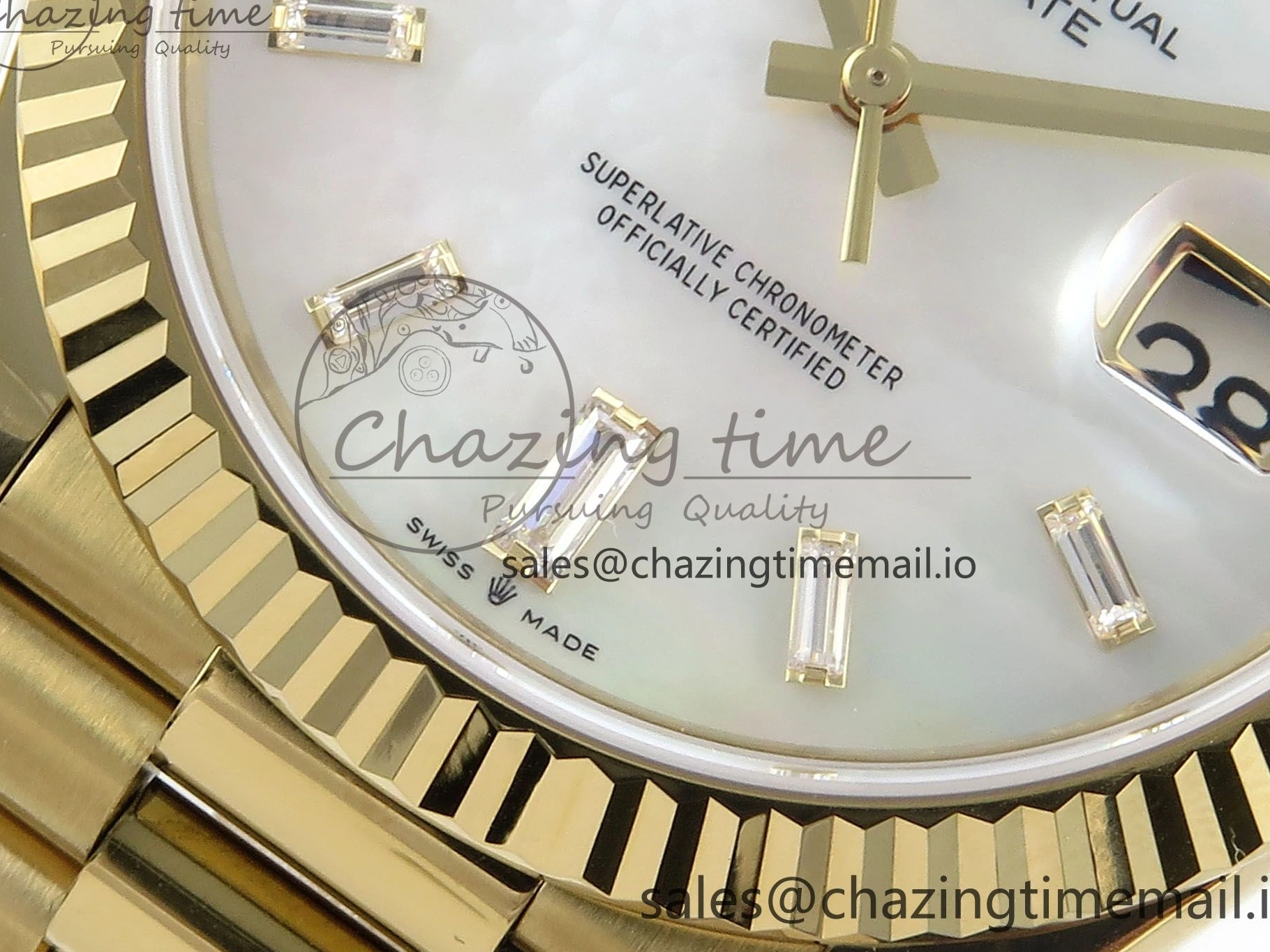 MiroTime 1219 Day Date 40 YG 228238 Noob 1:1 Best Edition White MOP Crystal Dial on President Bracelet A2836 (Gain Weight) Breathable 804